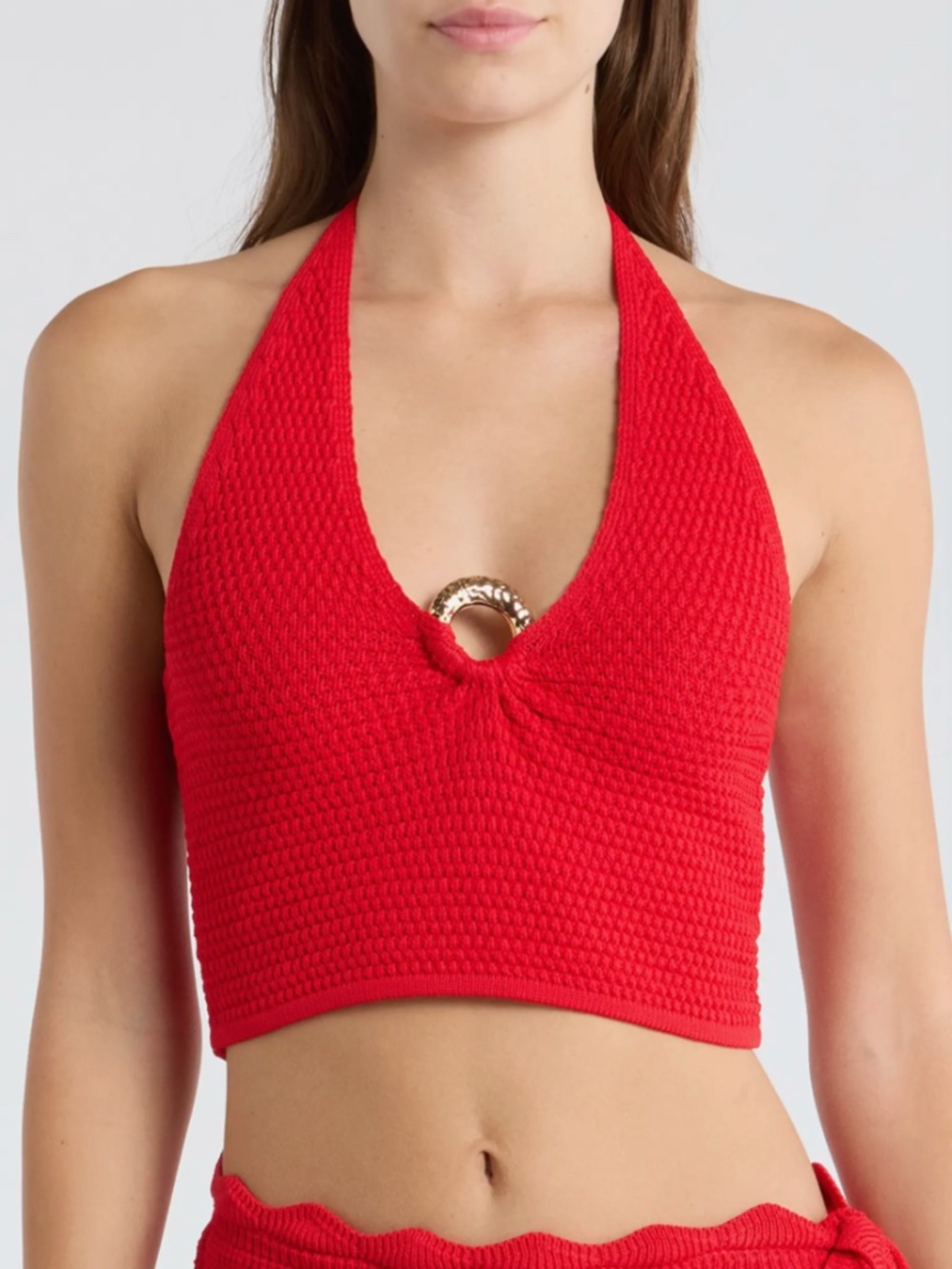 Ring Knit Halter Cover-Up Crop Top